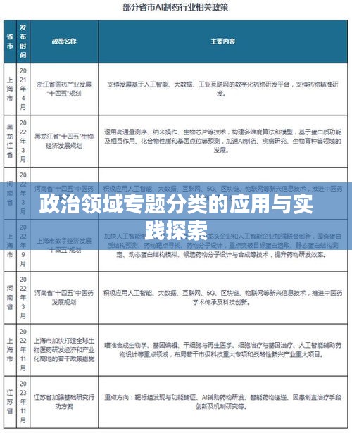 政治领域专题分类的应用与实践探索