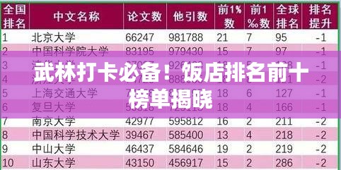 武林打卡必备！饭店排名前十榜单揭晓