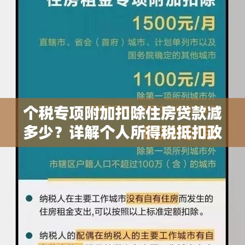 个税专项附加扣除住房贷款减多少？详解个人所得税抵扣政策