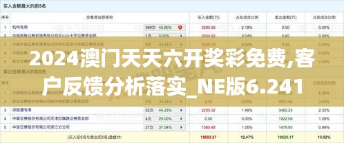 2024澳门天天六开奖彩免费,客户反馈分析落实_NE版6.241