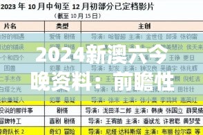 2024新澳六今晚资料：前瞻性的战略布局及其对亚洲市场的深远影响