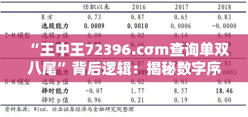 “王中王72396.cσm查询单双八尾”背后逻辑：揭秘数字序列的奥妙