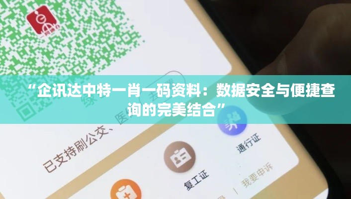 “企讯达中特一肖一码资料：数据安全与便捷查询的完美结合”