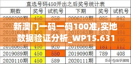 新澳门一码一码100准,实地数据验证分析_WP15.631