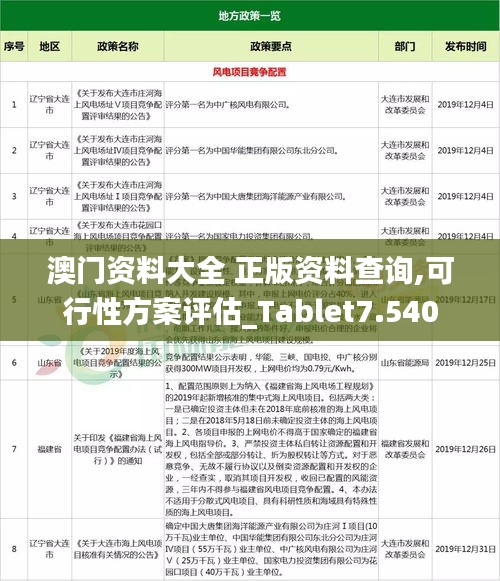 澳门资料大全 正版资料查询,可行性方案评估_Tablet7.540