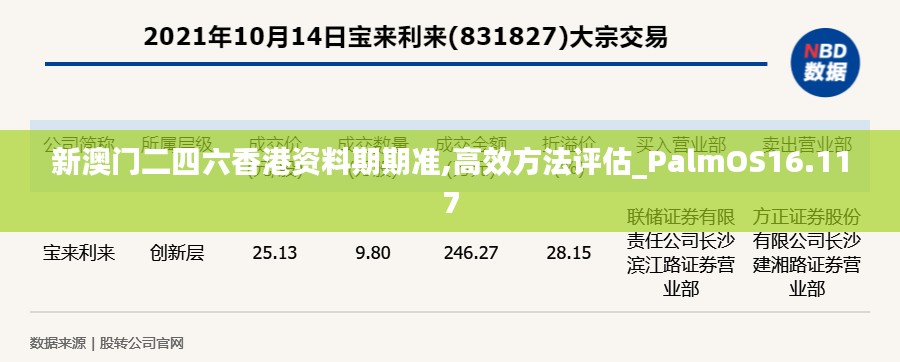 新澳门二四六香港资料期期准,高效方法评估_PalmOS16.117