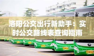 洛阳公交出行新助手：实时公交路线表查询指南