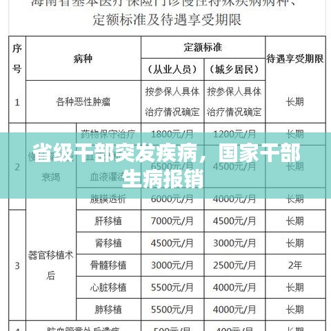 省级干部突发疾病，国家干部生病报销 