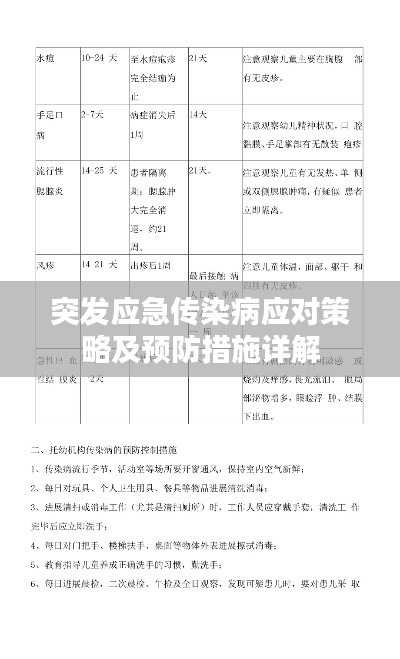 突发应急传染病应对策略及预防措施详解