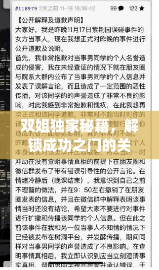 双姐独家秘籍，解锁成功之门的关键武器，秘籍口诀助你轻松达成目标！