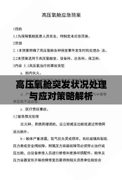 高压氧舱突发状况处理与应对策略解析