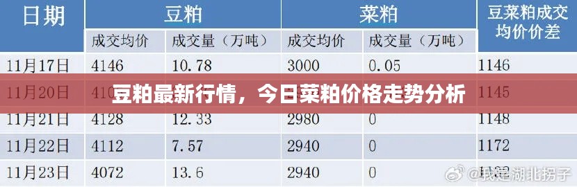 豆粕最新行情，今日菜粕价格走势分析