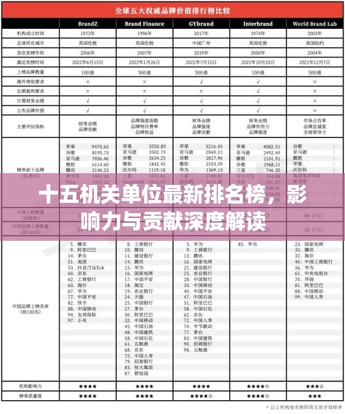 十五机关单位最新排名榜，影响力与贡献深度解读